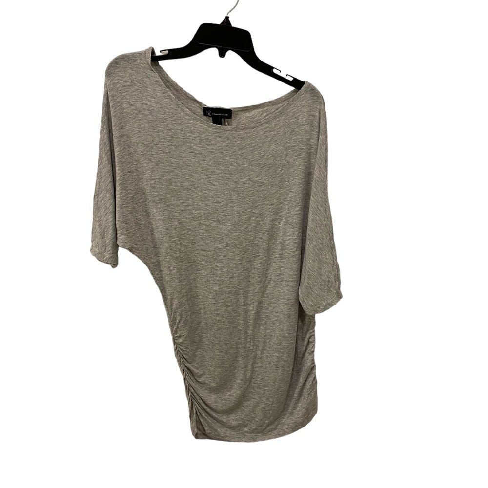 INC International Concepts Heather Gray Asymmetric Ruched One Shoulder Top Small